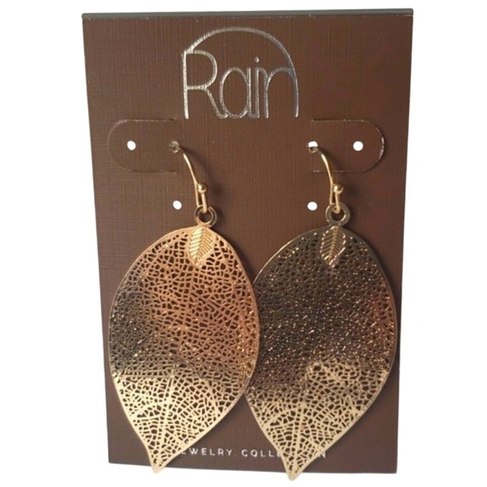 Rain Jewelry Collection Gold Tone Leaf Dangle Drop‎ Earrings